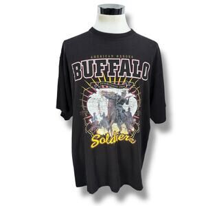 Vintage Buffalo Soldiers T-Shirt Men's 2XL XXL Black Short Sleeve Pullover 90s